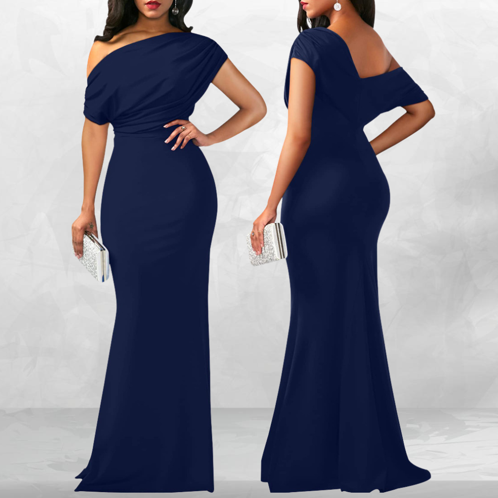 Midnight Elegance Draped Gown