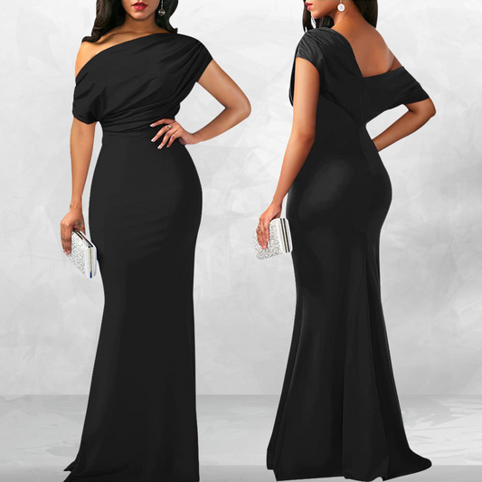 Midnight Elegance Draped Gown