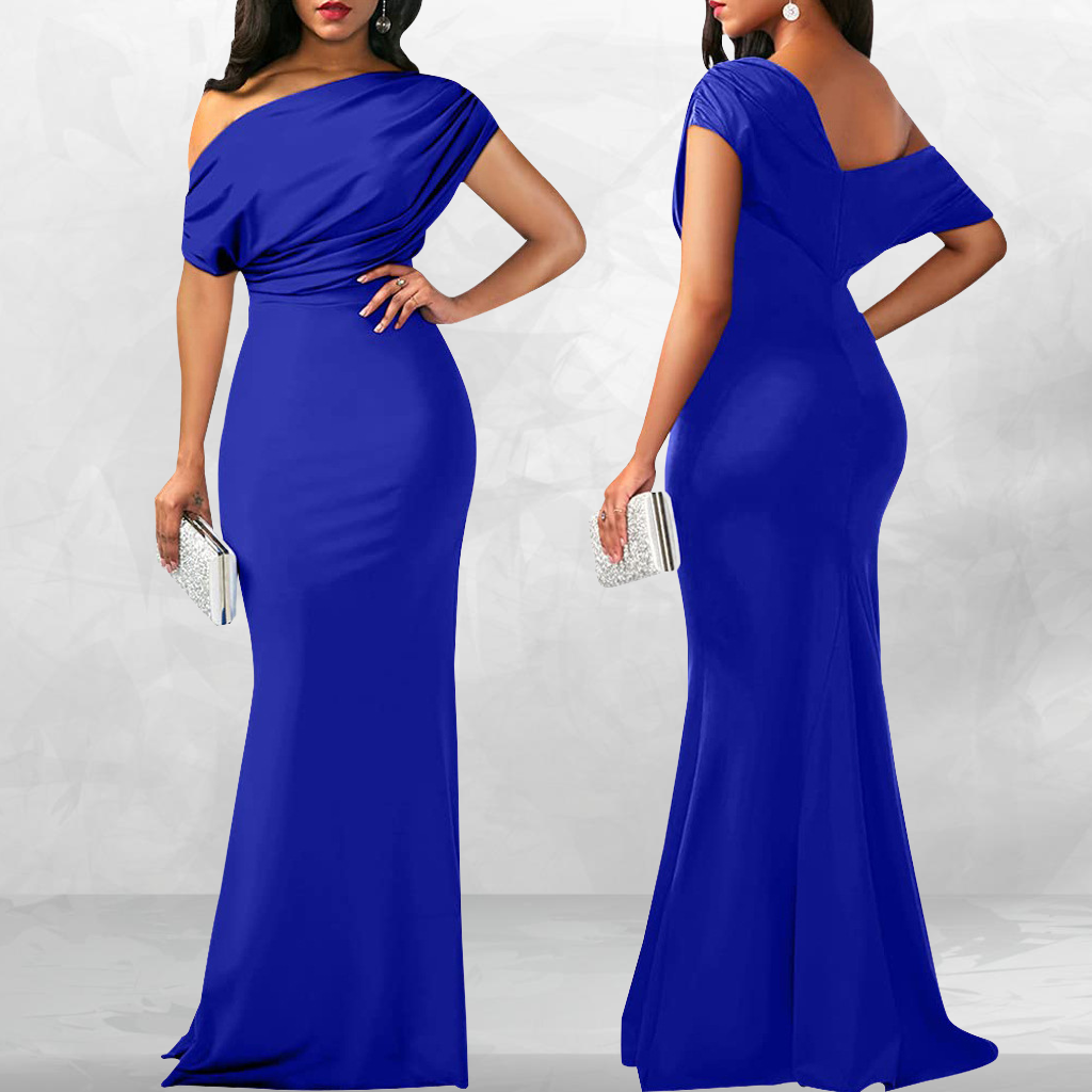 Midnight Elegance Draped Gown