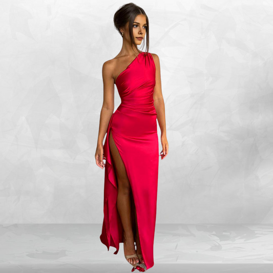 Luxe One-Shoulder Satin Dress