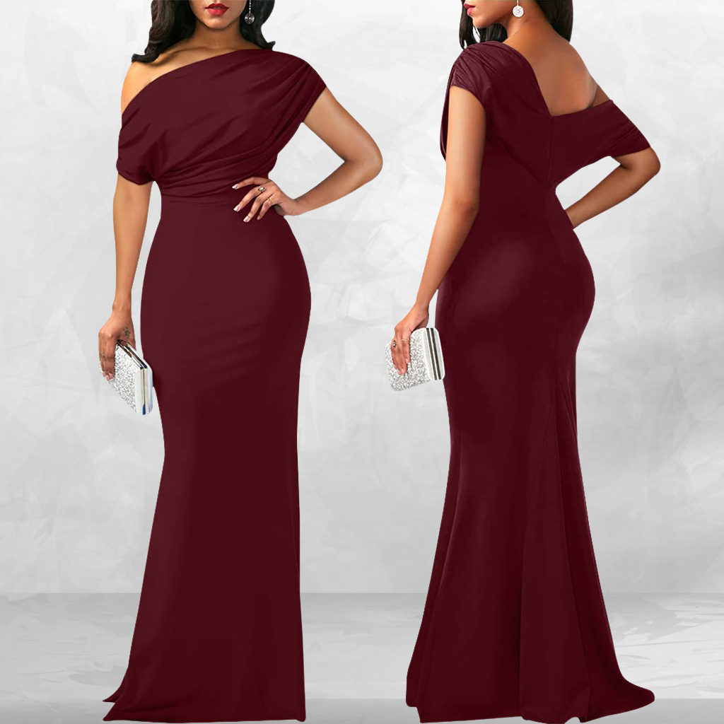 Midnight Elegance Draped Gown